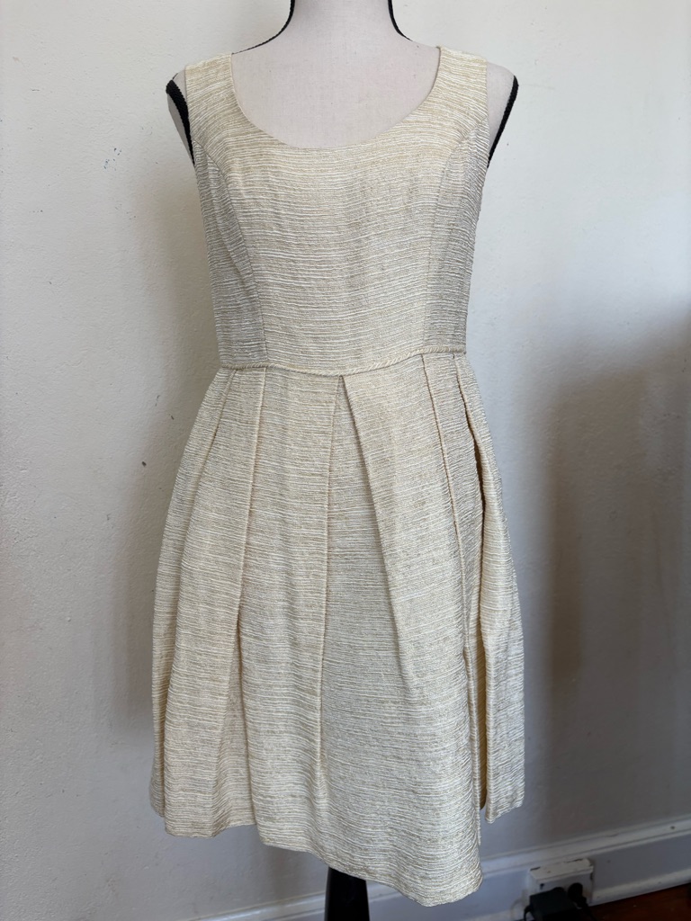 Shoshanna Cream Textured Pleated Mini Dress